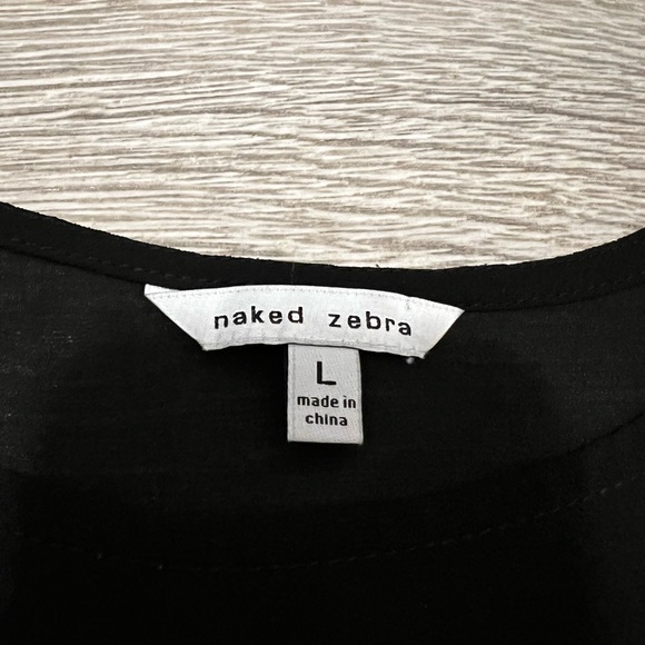 💚4 for $30💚 Naked Zebra Sleeveless Top with Crepe Details - Black - Picture 6 of 7